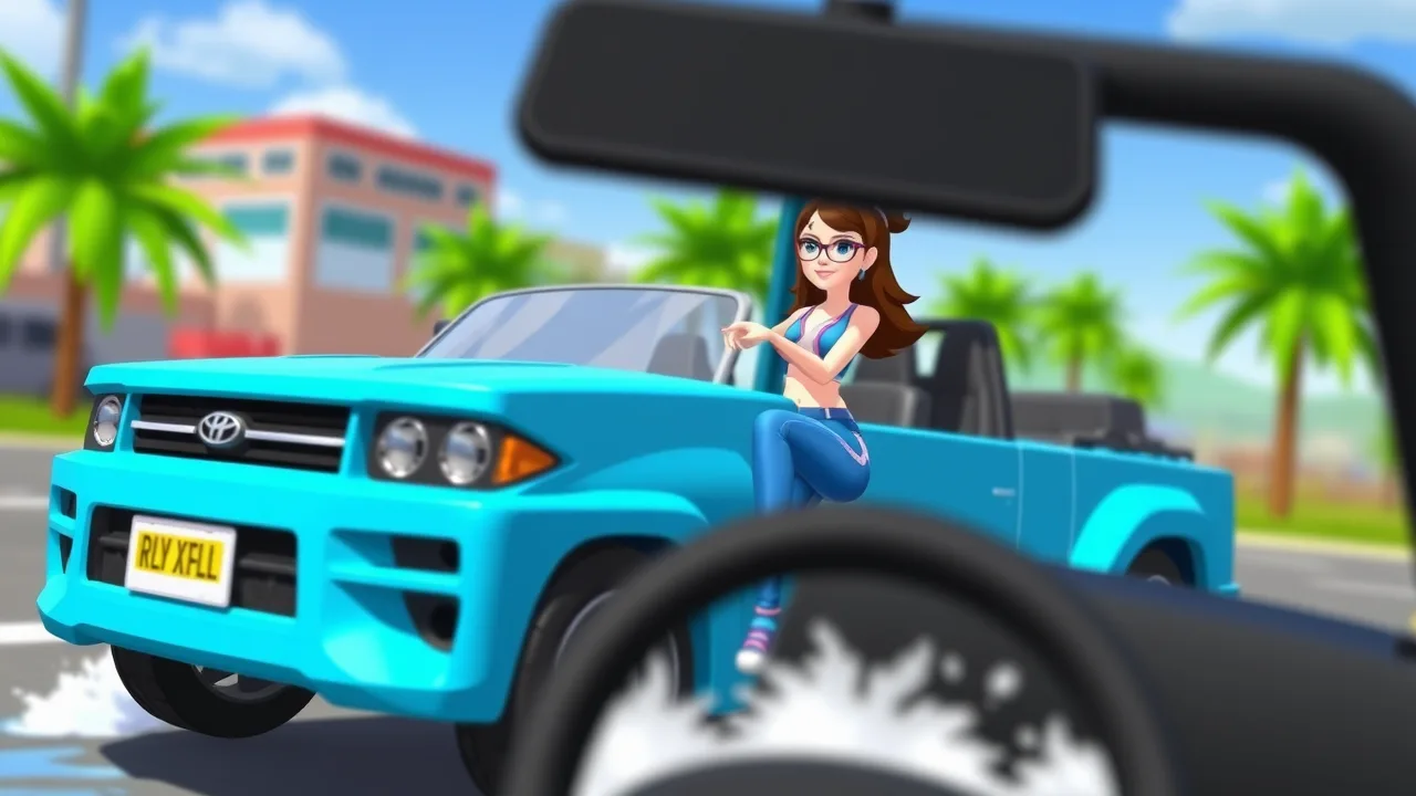 Girls Go Wild in Drivers Washing Clean image