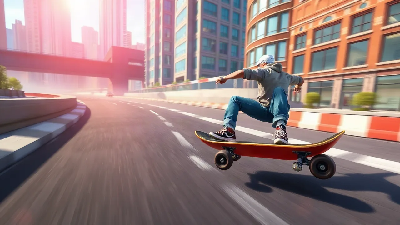 Acción de carreras de alta velocidad en el juego de patineta image